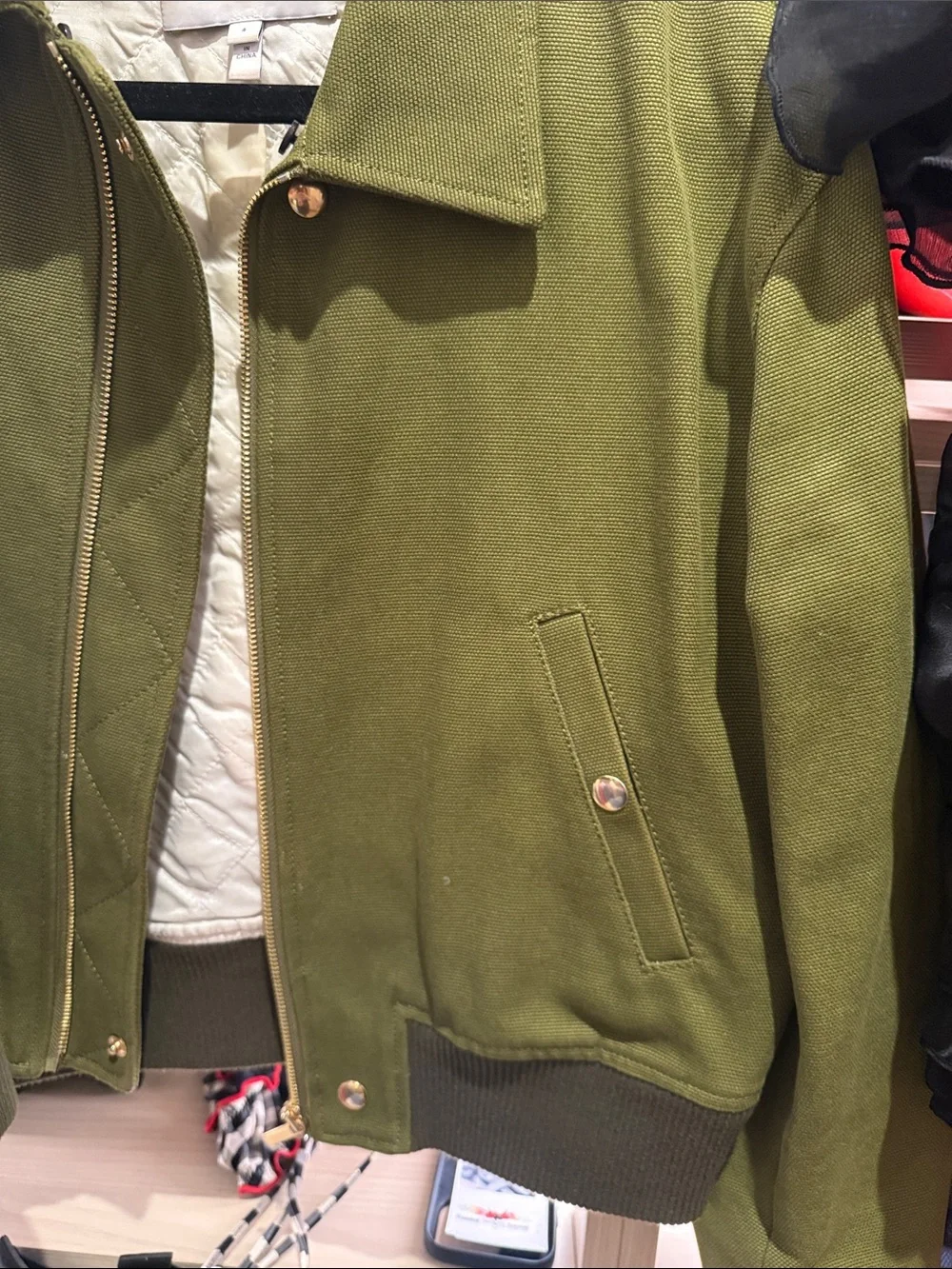 10 Crosby Derek Lam Olive Green Quilted Bomber Jacket